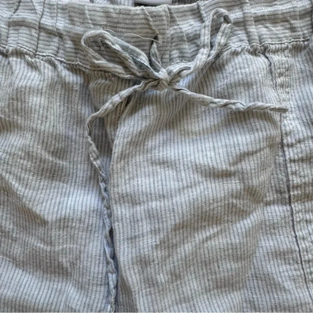 Kenar 100% Linen Striped Pants Trousers Blue White Roll-up Drawstring XL - Picture 6 of 10
